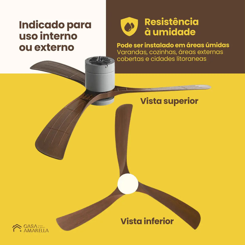 Ventilador de teto moderno com Iluminação e Controle Remoto - ZenithBreeze X2