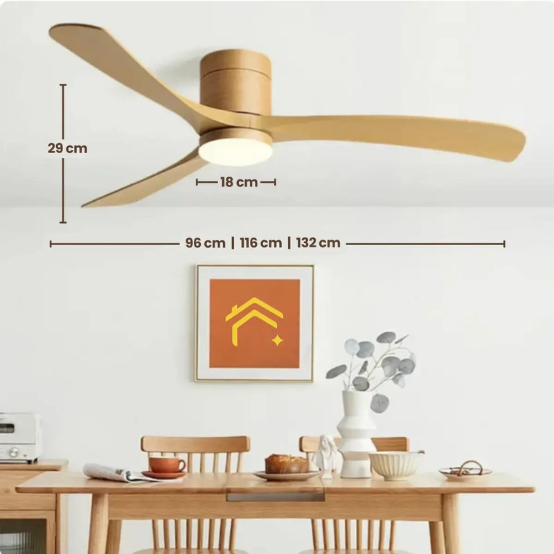 Ventilador de teto moderno com Iluminação e Controle Remoto - ZenithBreeze X2