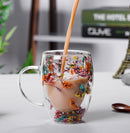 FloralGlass Harmony – Caneca em Vidro Duplo Boro 350ml com Estampa Floral