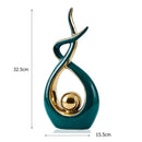 Estátuas em cerâmica com detalhes em dourado - Coleção Elegância Abstrata