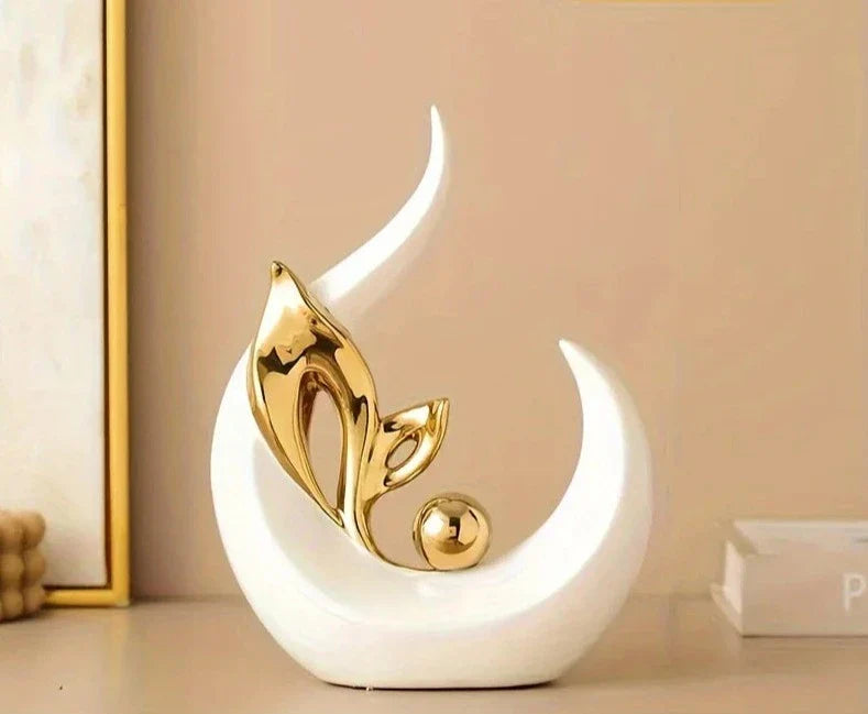 Escultura decorativa de Cerâmica Premuim - Coleção Folhas Serenas