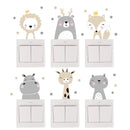 Adesivos decorativos infantis para interruptor e tomadas - Animais Fofinhos - Kit com 6 - Renova Lar