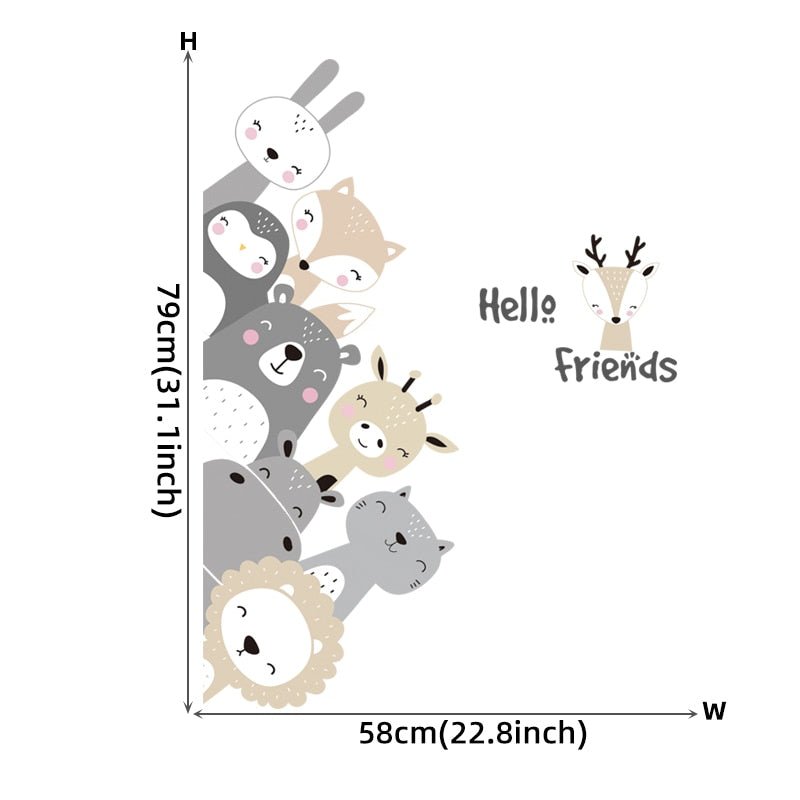 Adesivos decorativos infantis para parede - Animais Fofinhos da Savana - Renova Lar