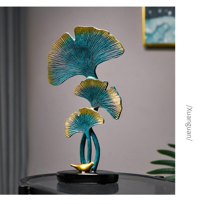 Escultura estátuas decorativa - Folhas do Outono - Renova Lar