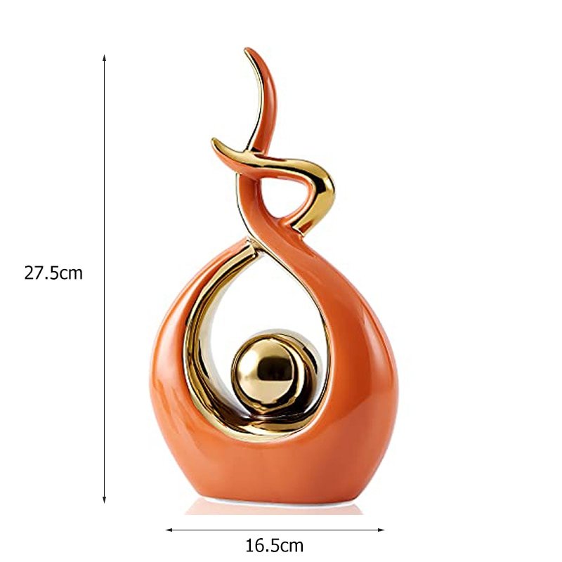 Estátuas em cerâmica com detalhes em dourado - Coleção Elegância Abstrata - Renova Lar