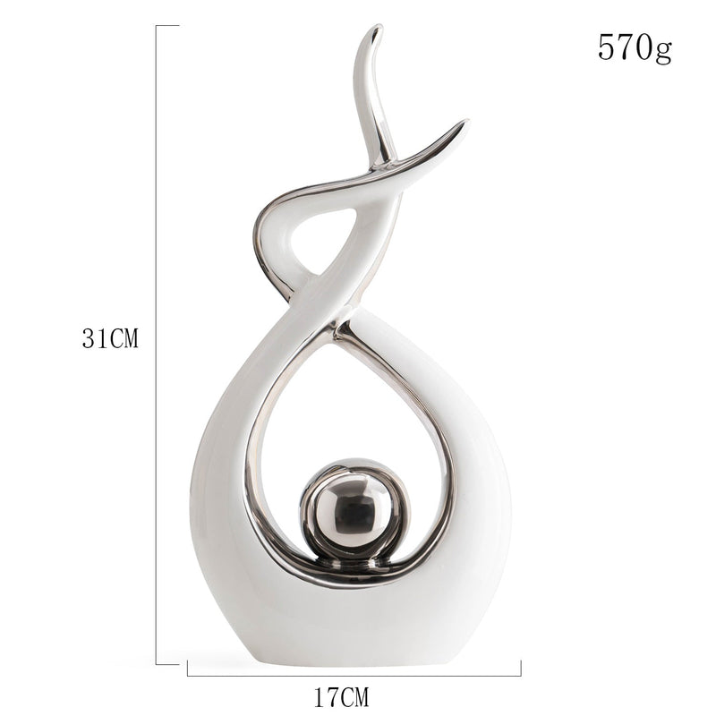 Estátuas em cerâmica com detalhes em dourado - Coleção Elegância Abstrata - Renova Lar