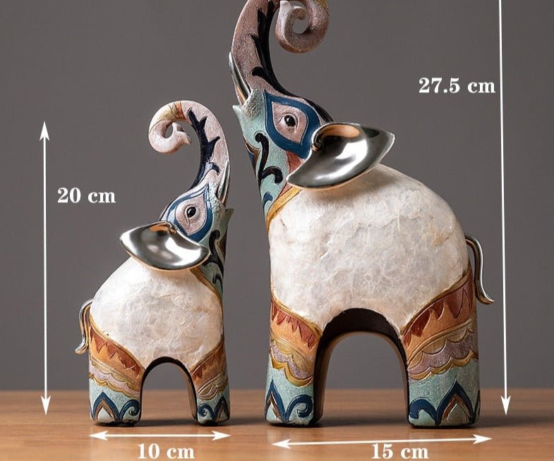Kit de estatuetas modernas decorativas artesanais - Elefantes - Renova Lar