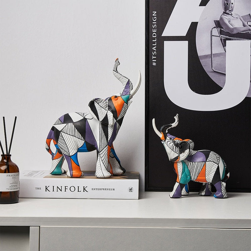 Kit de estatuetas modernas decorativas artesanais - Elefantes - Renova Lar