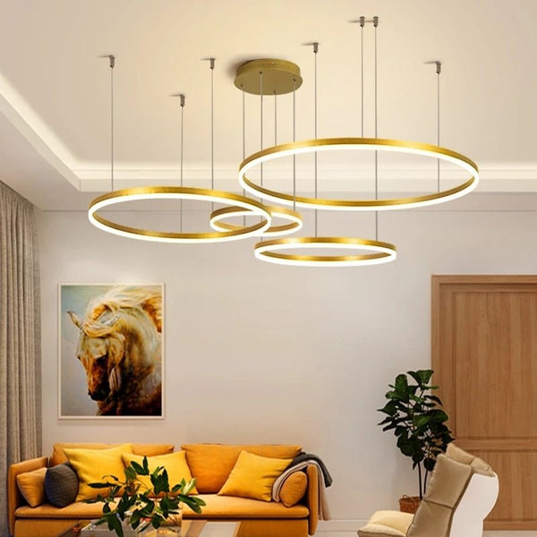 Lustre Moderno Pendente Circular LED - Nordic Europe Gold Edition - Renova Lar