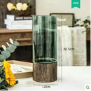 Vaso decorativo hidroponico de vidro e madeira - Wood Design - Renova Lar