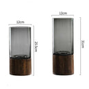 Vaso decorativo hidroponico de vidro e madeira - Wood Design - Renova Lar